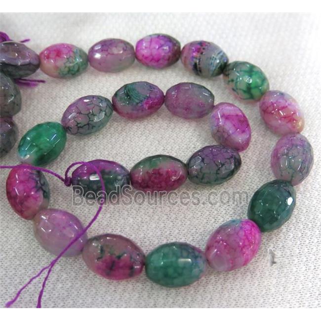 dragon veins agate bead, faceted barrel, colorful