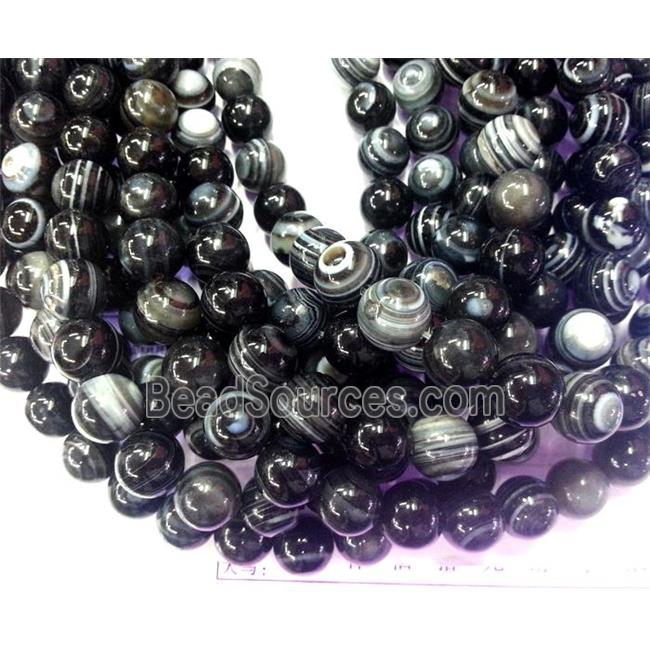 round black Striped Agate Beads, eye