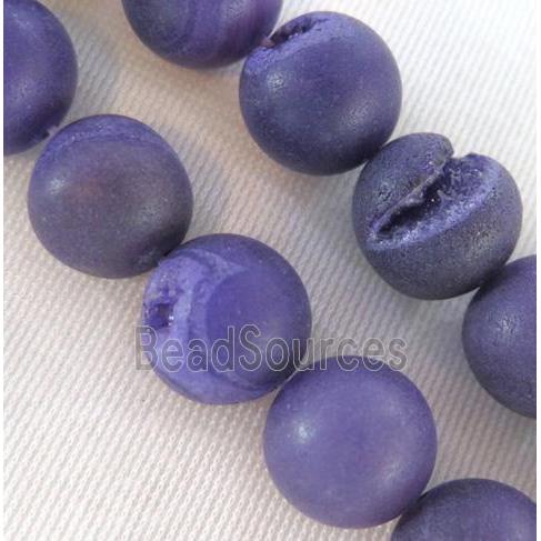 round purple Frosted Agate Druzy Beads