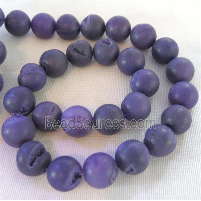 round purple Frosted Agate Druzy Beads