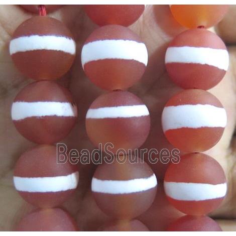 Round Matte Red Tibetan Agate Beads Line