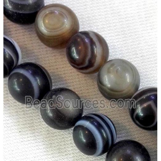 round matte stripe agate beads, eye, coffee