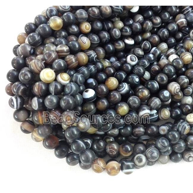 round matte stripe agate beads, eye, coffee