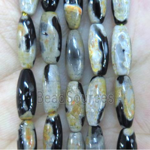 Dichromatic Agate beads, barrel, yellow