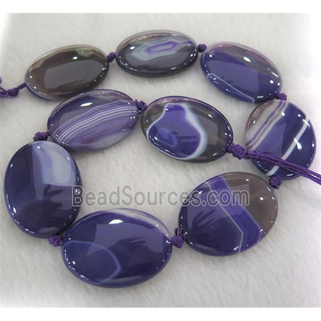 stripe agate beads, oval, lavender