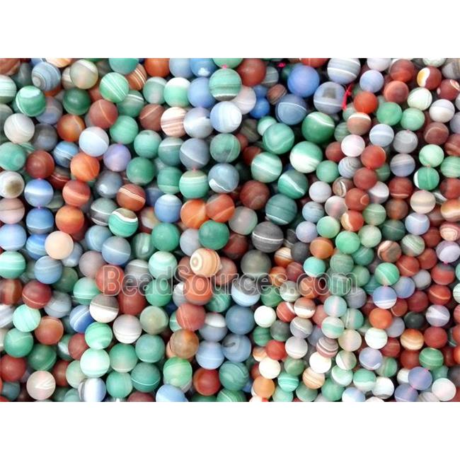 round matte stripe agate beads in mix color