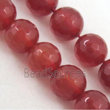 red agate beads, faceted round