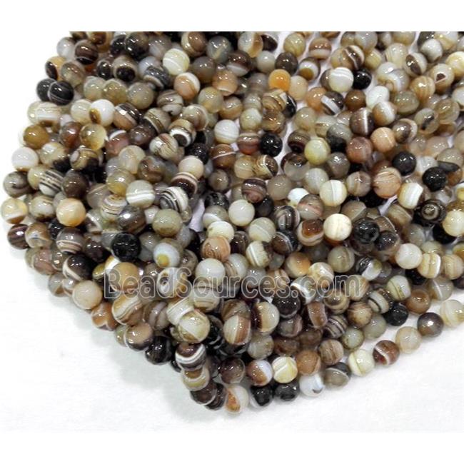 stripe agate beads, faceted round, coffee