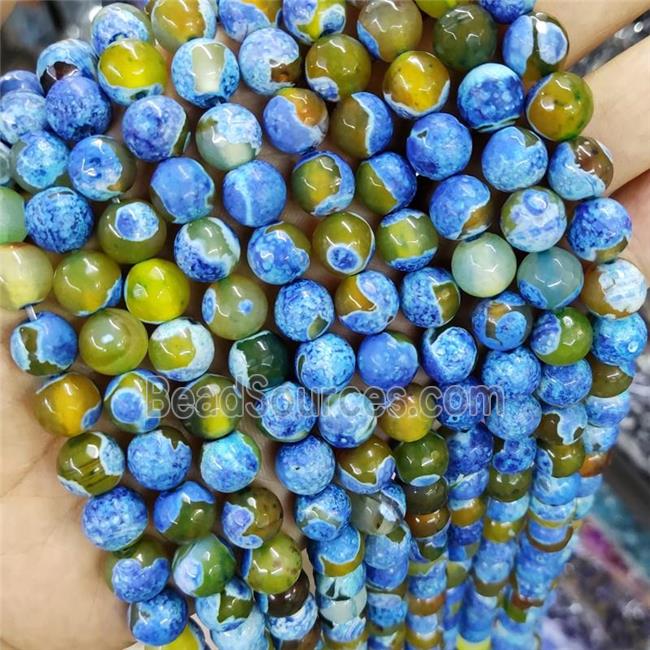 Blue Dichromatic Agate Beads, faceted round