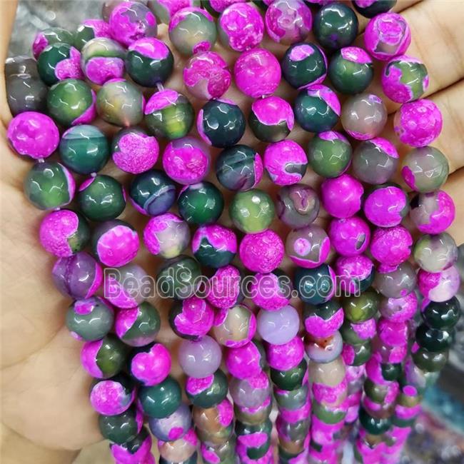 Dichromatic Agate beads, faceted round, green