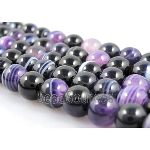 round purple Stripe Agate Beads