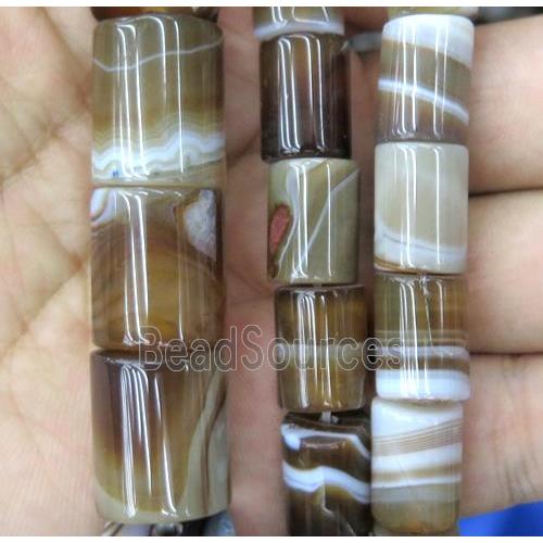 coffee stripe agate tube beads