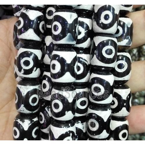 black tibetan agate beads, barrel