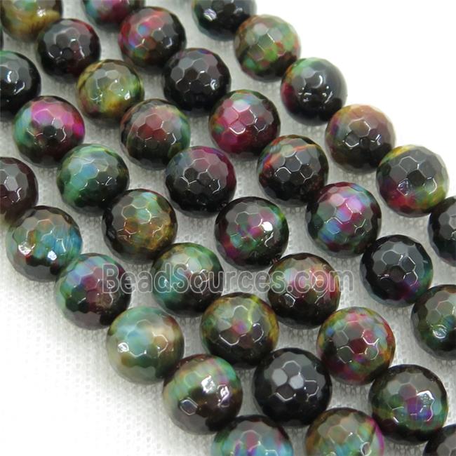 Tiger eye stone beads, faceted round, multicolor