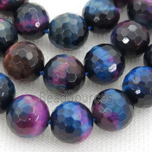 galaxy Tiger eye stone beads, faceted round, multicolor