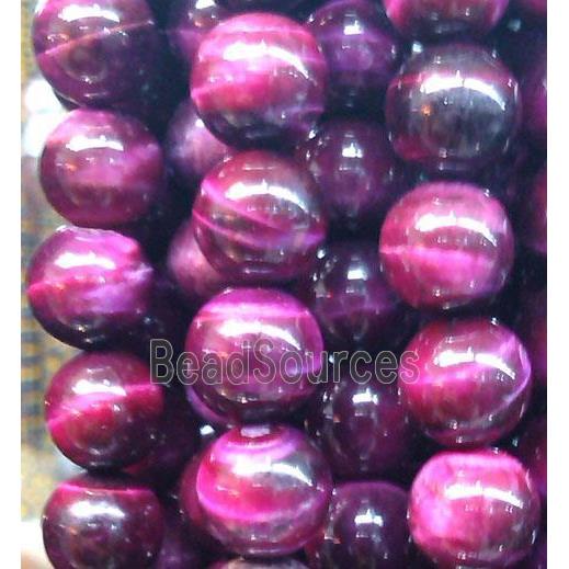 hotpink Tiger eye beads, AA Grade, round