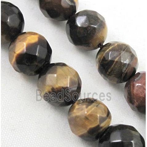 tiger eye beads, faceted round, AB grade