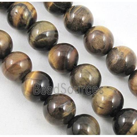 tiger eye beads, round, AB grade