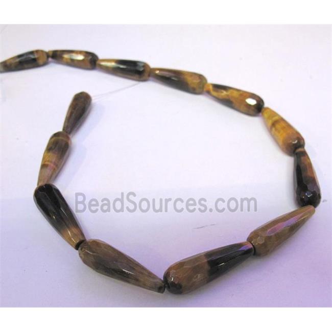 tiger eye bead, faceted teardrop