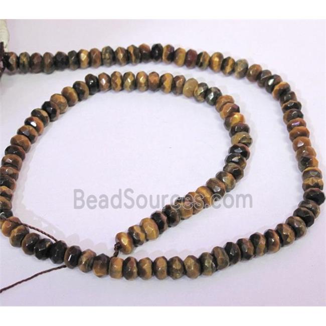 tiger eye bead, faceted rondelle