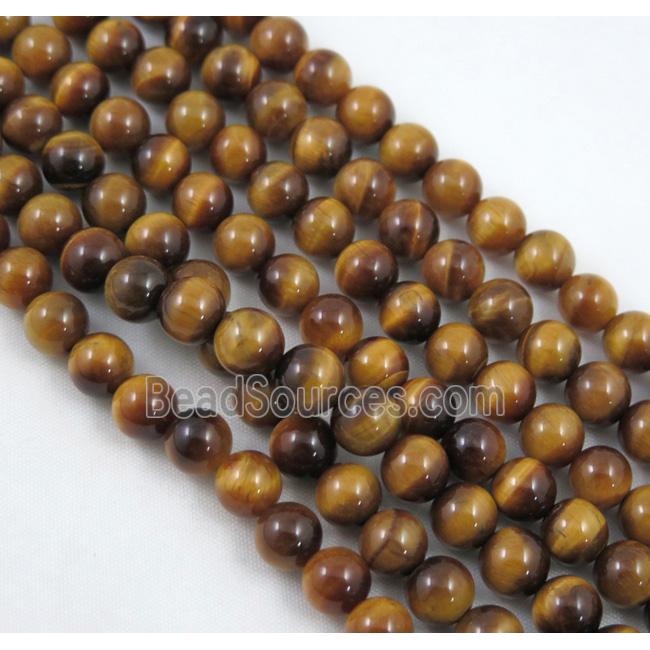 yellow tiger eye beads, round, AA-grade