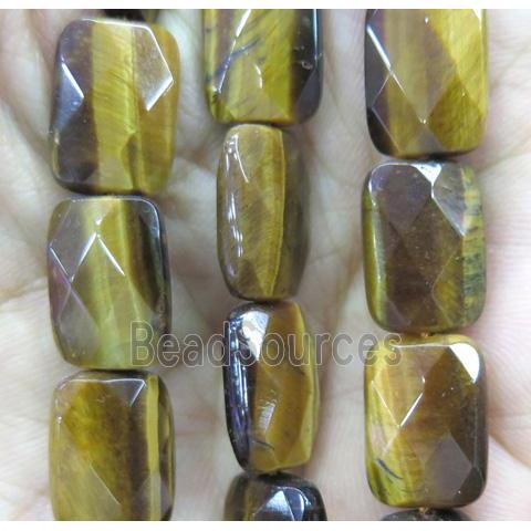 tiger eye stone bead, faceted rectangle