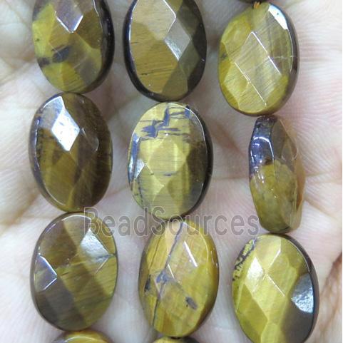 tiger eye stone bead, faceted oval