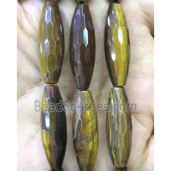 tiger eye stone bead, faceted rice