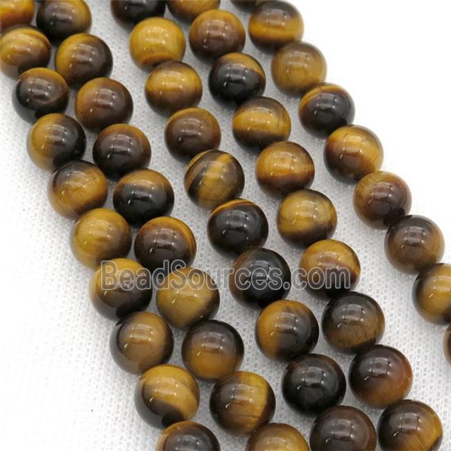 Natural Tiger Eye Stone Beads A-Grade Yellow Smooth Round