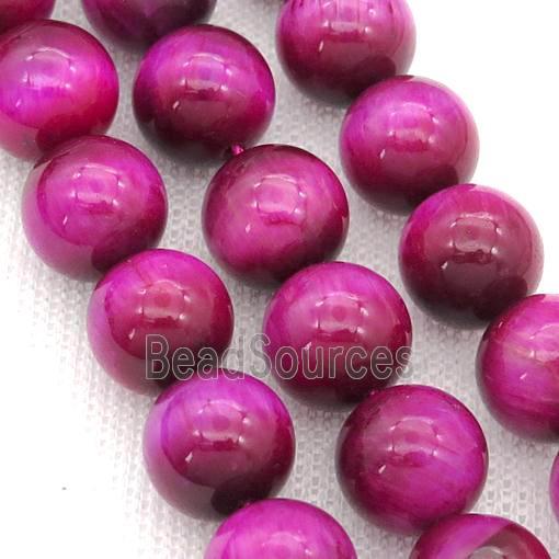 Natural Tiger Eye Stone Beads Hotpink Dye Smooth Round