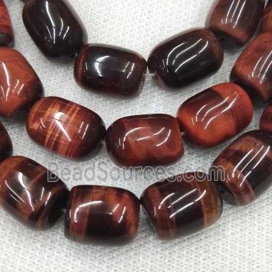 red Tiger eye beads, barrel, AB-grade