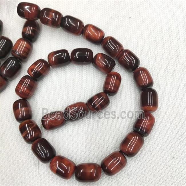 red Tiger eye beads, barrel, AB-grade