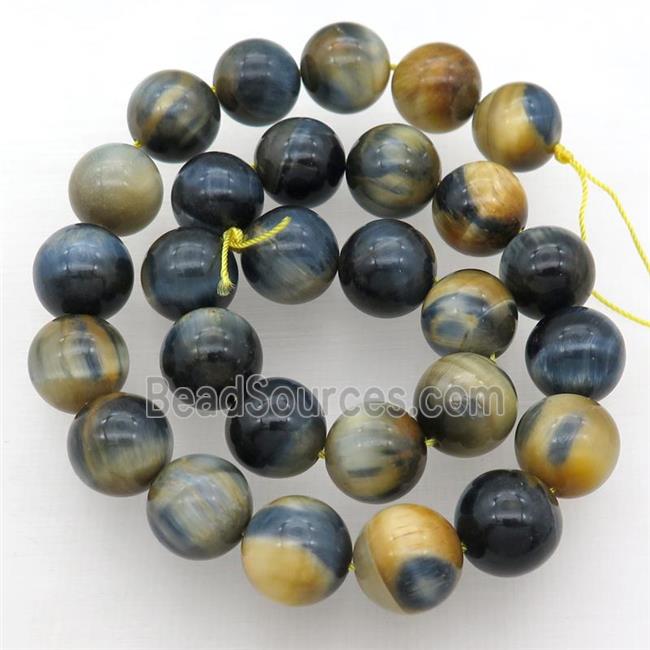 Natural Dream Tiger Eye Stone Beads Blueyellow Dye Smooth Round