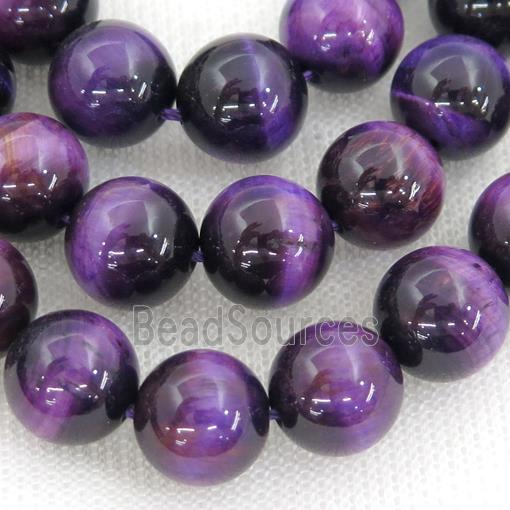 purple Tiger eye stone beads, round