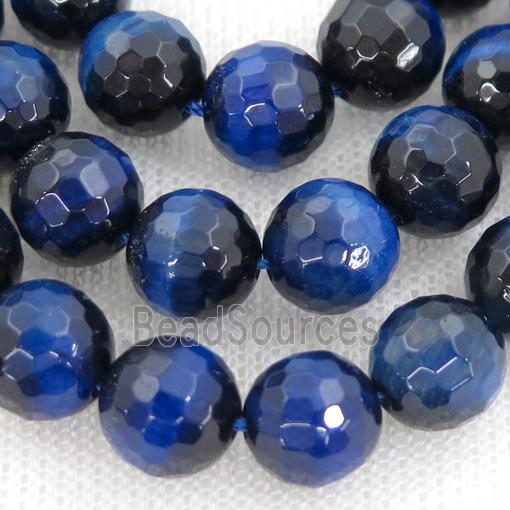 blue Tiger eye stone beads, faceted round