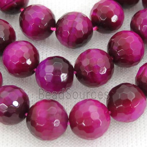 hotpink Tiger eye stone beads, faceted round