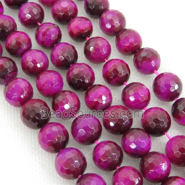 hotpink Tiger eye stone beads, faceted round