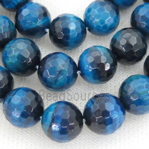 blue Tiger eye stone beads, faceted round