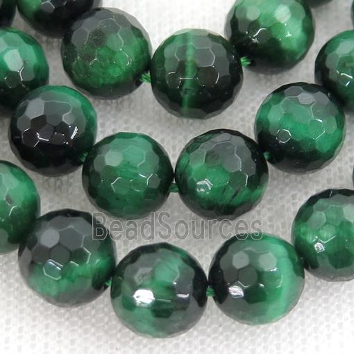 green Tiger eye stone beads, faceted round