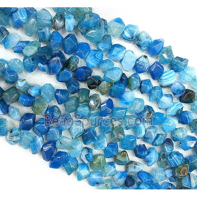 Agate stone beads, freeform, blue