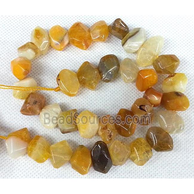 Agate stone beads, freeform, yellow