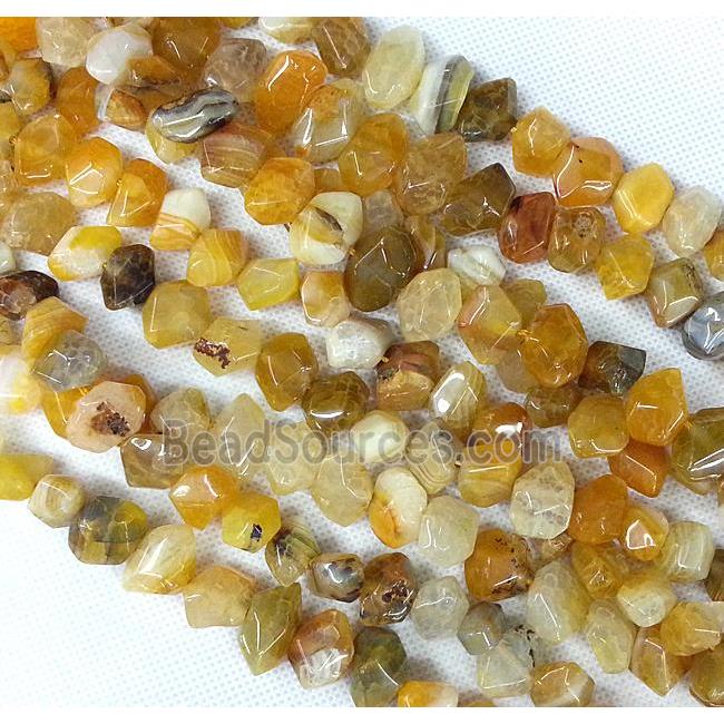 Agate stone beads, freeform, yellow