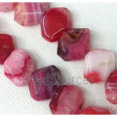 Agate stone beads, freeform, pink