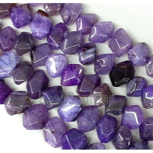 Agate stone beads, freeform, purple