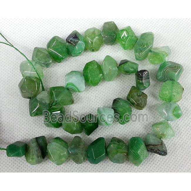 Agate stone beads, freeform, green