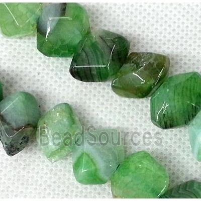 Agate stone beads, freeform, green