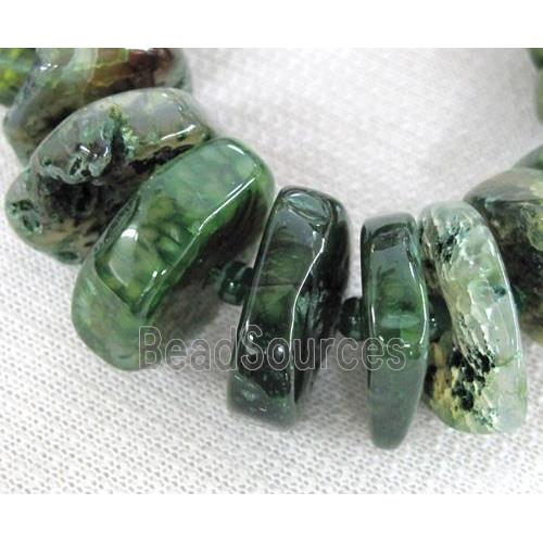 agate heshi beads for necklace, green