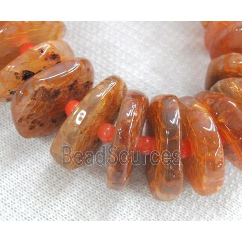 agate beads for necklace, heshi, orange