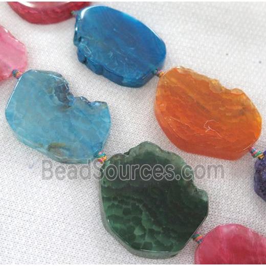 Agate Slice beads, flat freeform, mixed color