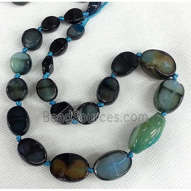 green Agate beads Necklace Chain, freeform